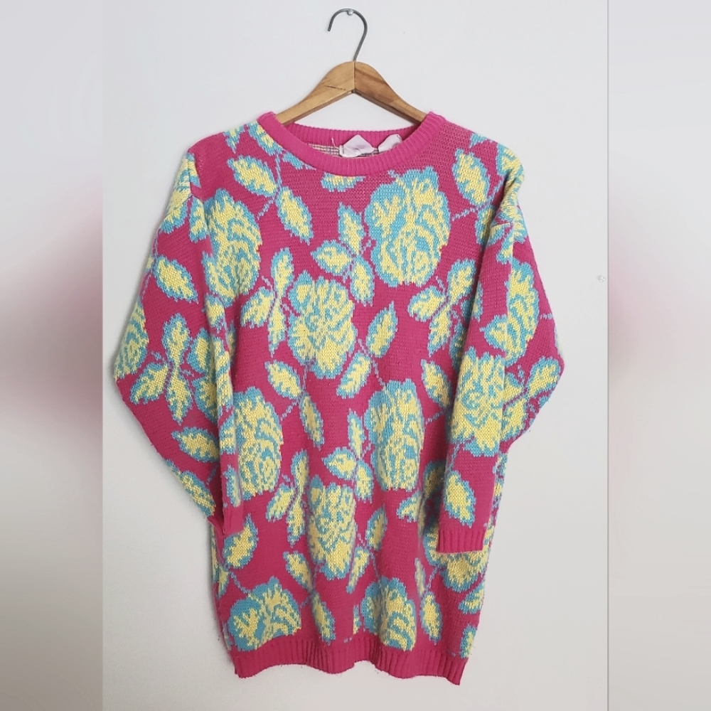 Hot pink Vintage 80's knit sweater